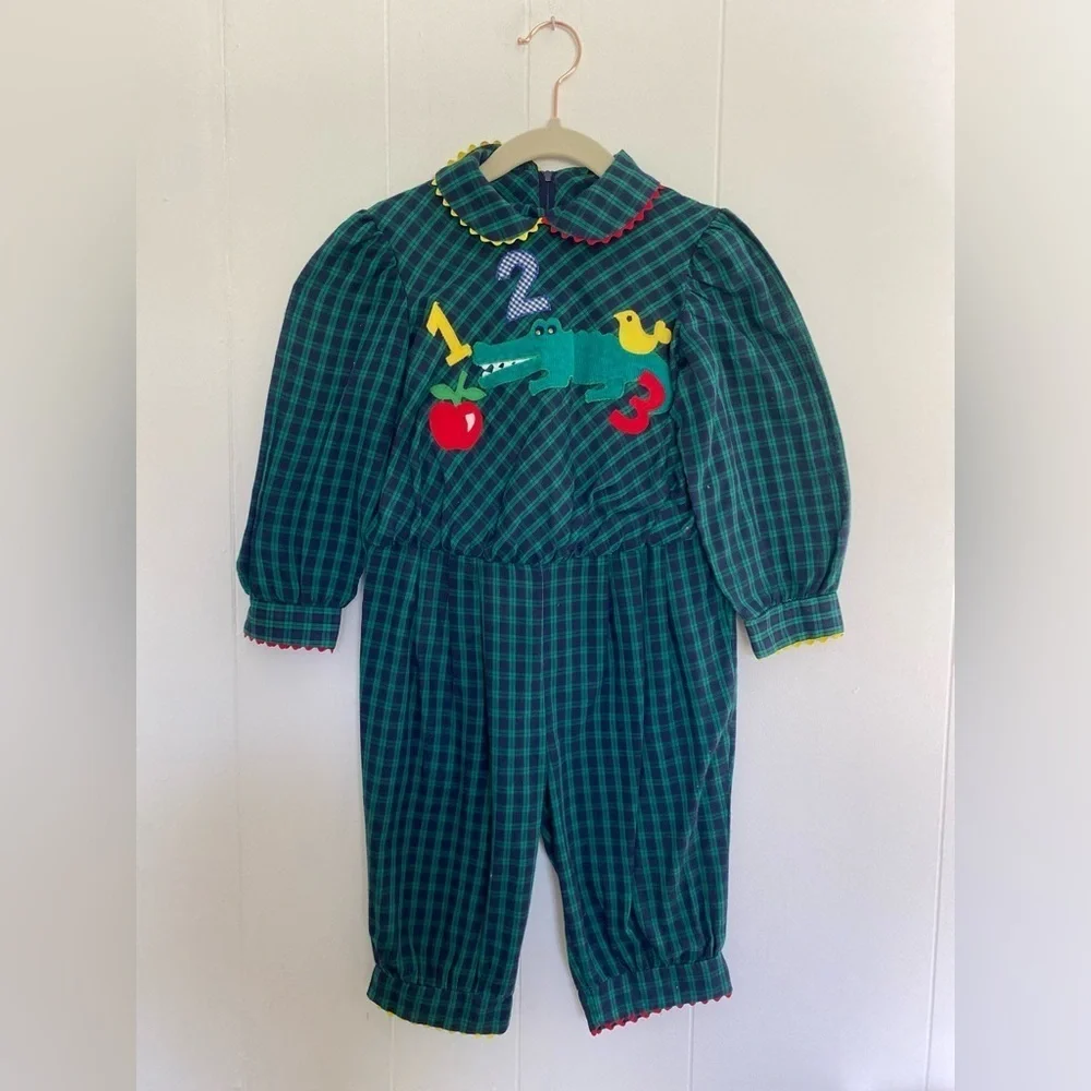 CHOCOLATE SOUP Vintage Unisex Appliqué Alligator Children’s Outfit Size 4T